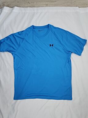 Mens's Under Armour Bright Blue Athletic Tee with Black Logo